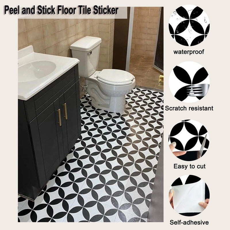 6pcs Square Floor Tiles Peel and Stick PVC Wall Stickers  Waterproof Anti-skid Floor Sticker for Home Renovation