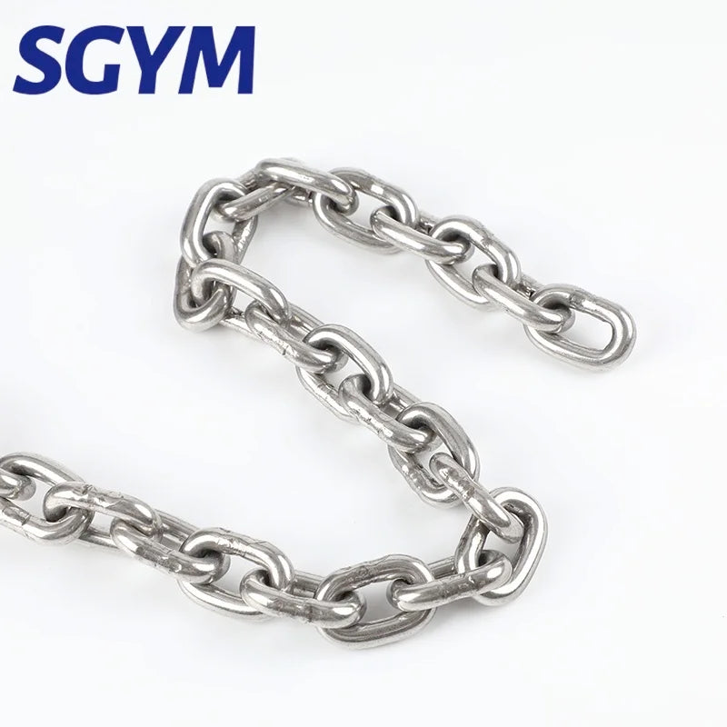 304 Stainless Steel Chain 3/3.5/4/5/6/8/10mm Diameter Hanging Chain Gourd Lifting Heavy Duty Welded Binding Chain Kirin Whip