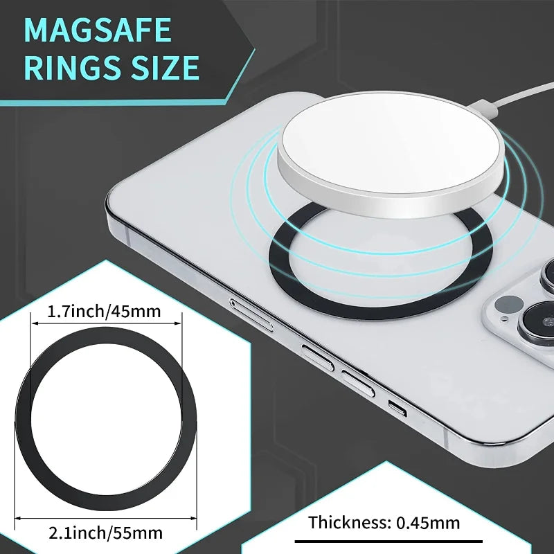 10/1Pcs Self Adhesive Metal Ring Iron Sheet Sticker for Apple IPhone Case Magsafe Magnetic Wireless Charging Ring for iPhone 15