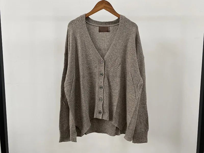 Crystal embellished Happy Face Cashmere sweater women long sleeve single breasted autumn winter cardigan women