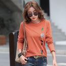 shintimes Print Tshirt Cotton T Shirt Women Korean Clothes 2022 Autumn T-Shirts Womens Long Sleeve Woman Tops Tee Shirt Femme