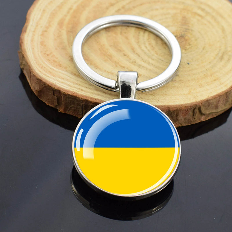 Esspoc Flag Keychain Double Side USA UK Ukraine Canada Mexico Country Flags Glass Dome Keychains Jewelry Patriot Souvenir Gifts