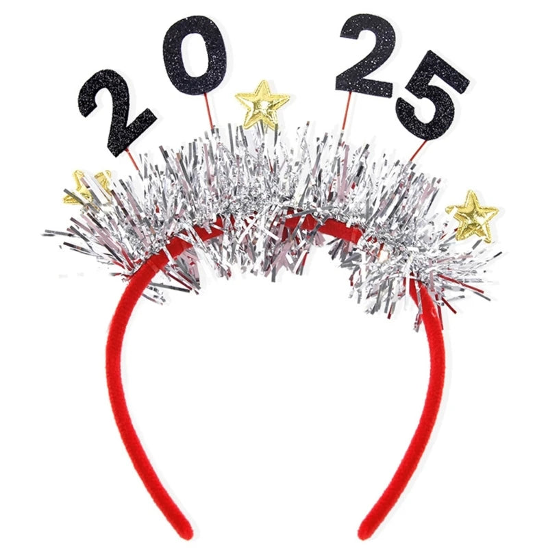 New Year Sequins 2025 Letter Hair Hoop Festival Women Makeup Headband for Photography Christmas Party Hair Accessories