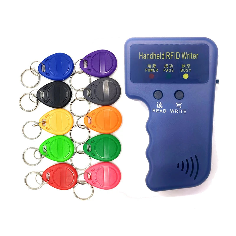 Handheld 125KHz RFID Duplicator Copier Writer Duplicator Programmer Reader EM4305 T5577 Rewritable ID Keyfobs Tags Cards