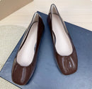 Lady Simple Plain Big Square Toe Flats Patent Leather Mirror Dough Shoes Green White 48 47 48 45 29cm Slip-on New Arrivals 2024