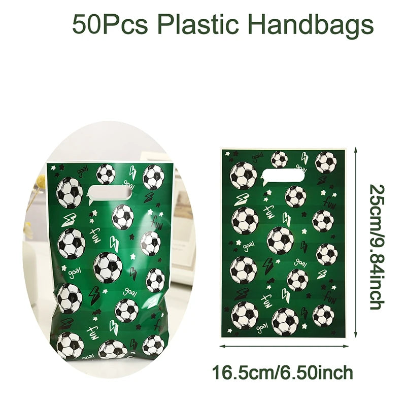 10pcs Green Soccer Pattern Gift Bag, Candy Tote Bags, Multi-Purpose Gift Wrapping Supplies Goody Bag,Birthday Party Decor