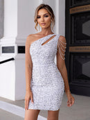 Sexy Vintage Schwarzes Pailletten-Mini-Sommerkleid Damen Elegant Rückenfrei Bodycon Club Geburtstag Partykleid Abendkleider Vestidos HL