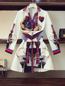 Spring Summer Single Breasted Shirt Dress Women 2023 New Fashion Print Girls Lady Long Sleeve Belt Waist Dresses Outfits Femme