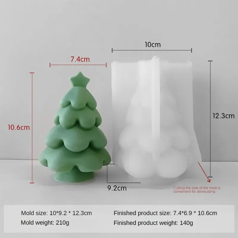 3D Christmas Tree Silicone Candle Mold Handmade Cute Xmas Tree Scented Aromath Soap Plaster Resin Mould Gift Ornament Home Decor