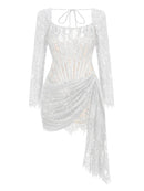 The Lace Hour | Strapless Lace-Panel Sheath Mini Dress