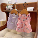 Pet Clothes Dogs Cats Spring and Summer Cute Cartoon Cotton Home Parent-child Clothing Teddy Bear Flower Dress Dog Cooling Vest