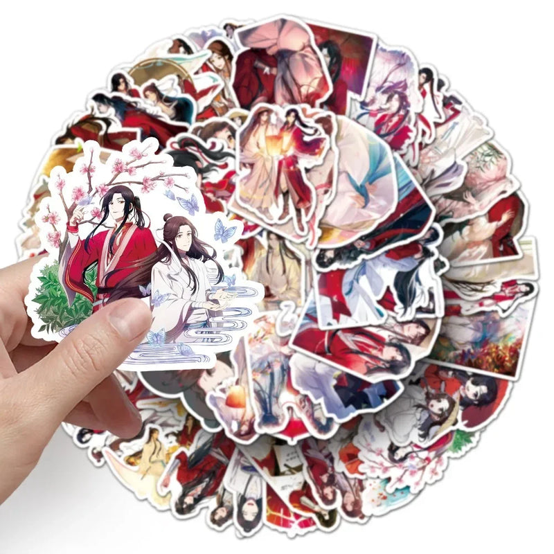 10/58Pcs Heaven Blessing Stickers Funny Anime Stickers Tian Guan Ci Fu Hua Cheng Xie Lian Cosplay Label Sticker Decoration Gift