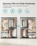 SONGMICS Schrank, Kleiderschränke, Freistehender Kleiderschrank, Kleiderständer, Garderobe, Stoffregale