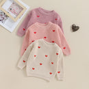 2023-10-12 Lioraitiin 0-18M Baby Mädchen Strickpullover mit Liebesherz-Stickerei Sweatshirt Pullover Tops Kleinkind Valentinstag Kleidung