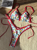 Leopard Floral Brazilian Mini Thong Bikini Women Swimwear Female Swimsuit Two-pieces Bikini set Bather Bathing Suit Swim K6286