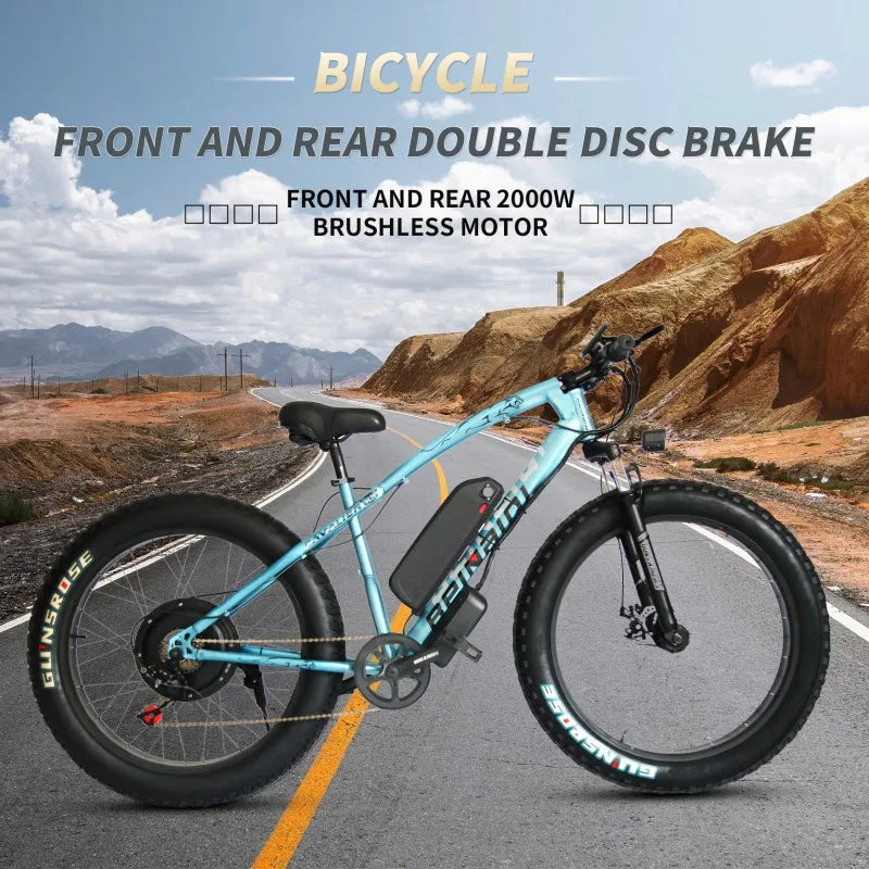 2000w Fatbike Electric Bicycle 1000w 2000w Snow Bike 48v 17Ah Street Mountain Bike Men's Fatbike Electric Bicycle