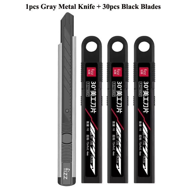 Fizz Metal Utility Knife Blade Paper Cutter Aluminum Alloy Pocket Knifes with Self-Locking Design Stationery Supplies