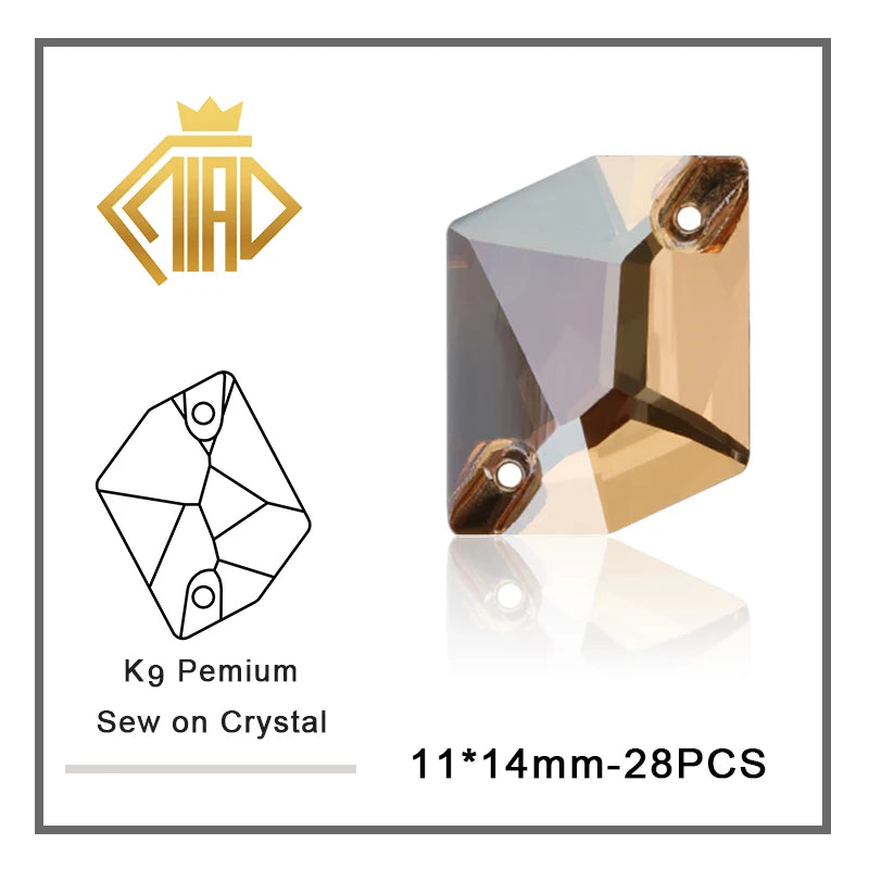 Gold Shadow Sew-on Rhinestone Needlework Champagne Multi-shape High Quality Crystal Glass For Garment Wedding Dress Decoration