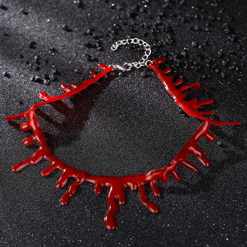 Halloween Bloody Scar Necklace Horror Fake Vampire Choker Girls Cosplay Costume Halloween Party Favors Decorations Kids Gifts