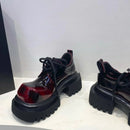 The Crimson Contour | Italian-Inspired Patent Leather Loafers with Architectural Sole