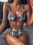 NEW Leopard Swimsuit High Waist Bikini Women Swimwear Two-pieces Bikini set Bather Snake Printed Bathing Suit Swim Wear V1712