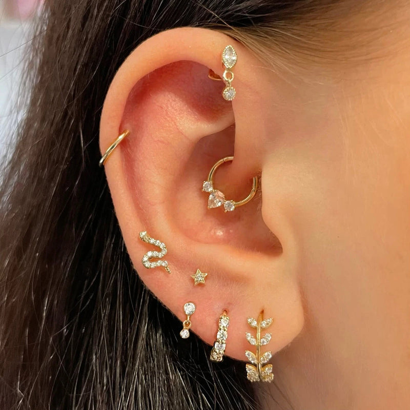 Snake Helix Piercing Earring For Women Star Tragus Daith Ear Hoop Ring Lobe Cartilage Piercing Earring Stainless Steel Jewlery