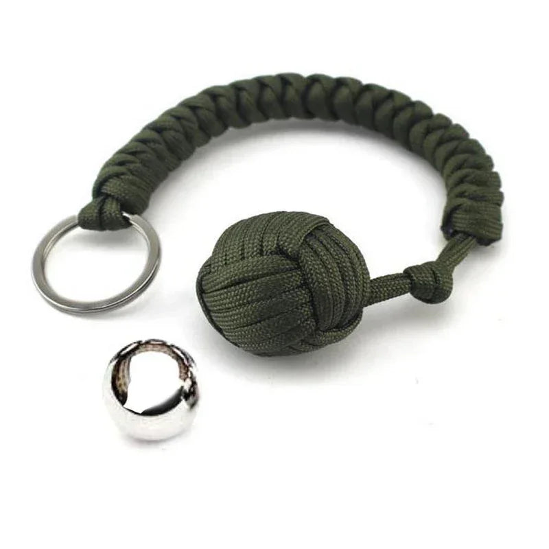 Outdoor Security Protection Black Monkey Fist Steel Ball Bearing Defensa Personal Self Defense Lanyard Survival Key Chain