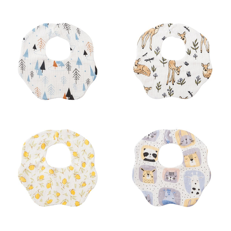 Kangobaby 4pcs Muslin Burp Cloths Sets Most Fashion Colorful Solid Color Baby Infinity Scarf Bibs