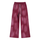 2025 Winter New Fleece Sweatpants Men Splashing Ink Spray Dyeing Wash Distressed Wide Joggers Grinding Edges Baggy Plush Pants