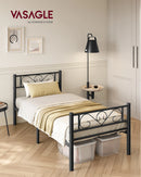VASAGLE Single Bed Frame, Metal Bed Frame, Fits 90 x 190 cm Mattress, Easy Assembly, for Small Spaces, Guest Room