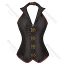 Steampunk Corsets for Women V-neck Gothic Corset Jacquard Corset Vest Cosplay Costume Pirate Corset Brown Black