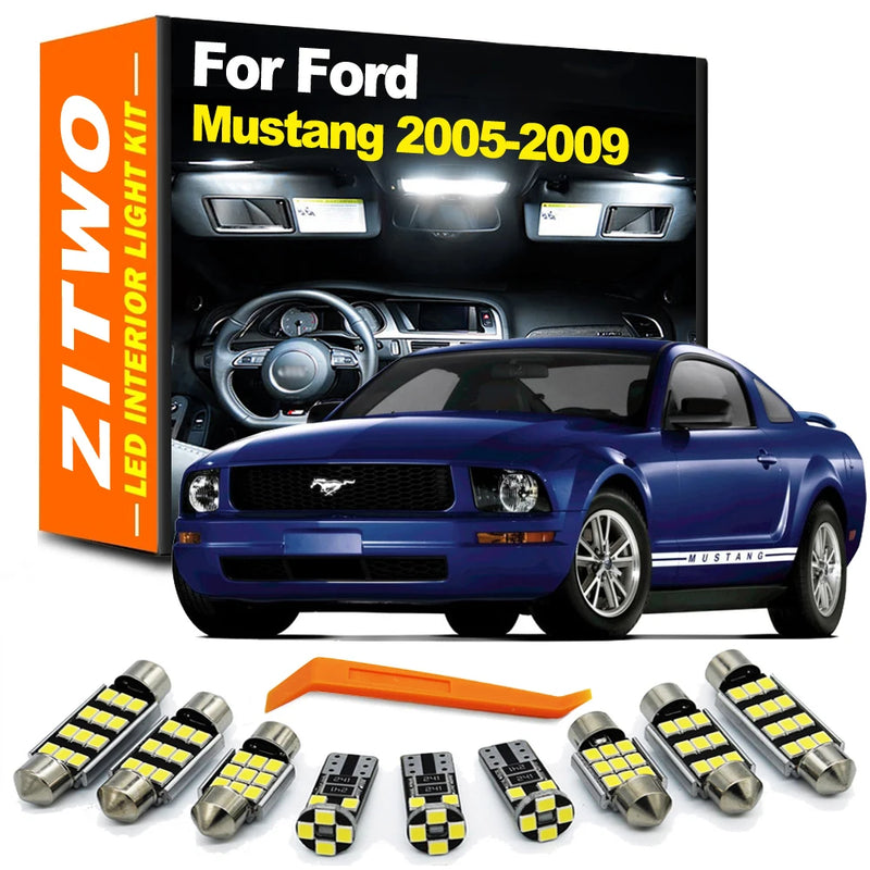 ZITWO 8Pcs Canbus LED Interior Dome Reading Light Bulbs Kit For Ford Mustang 2005 2006 2007 2008 2009 License Plate Lamp