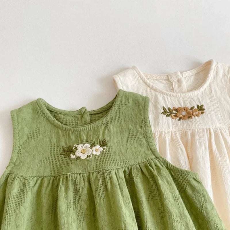 Bear Leader 2023 New Summer Girl's Casual Dress Flower Embroidered Sleeveless Vest Dress For 1-5 Years Old Children's Clothing