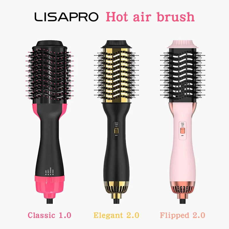 LISAPRO Flipped Soft Touch Hot Air Brush 2.0  One Step Hair Dryer Brush and Styler Volumizer Multifunctional Blow Dryer Brush