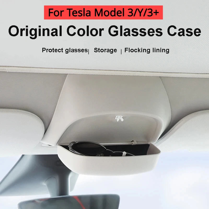 Car Glasses Box for Tesla Model Y 3 3+ Original Design Sunglasses Sun Visor Clip Card Storage Modification Accessories 2021-2024