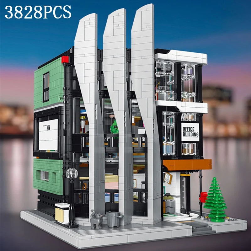 3828PCS Office Building MOC Model Building Block Set Creative Street View Modular House Assembly Bricks Toys Gifts For Children