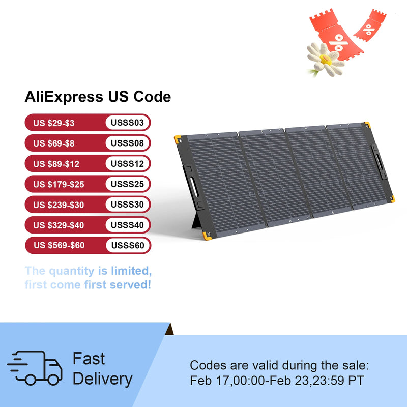Pecron Solar Charger 36V 200W Foldable Solar Panel Waterproof IP67 For Portable Power Station/Generator Outdoor Travel  Camping