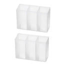 2Pcs Mini Storage Boxes 3-Grid Plastic Makeup Brush Lipstick Storage Multi-Functional Desk Organizer for Home Kitchen Bathroom
