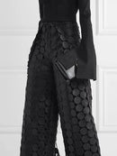 Yeezzi Women Fashion Hollow Polka Dot High Waisted Wide Leg Pants 2025 New Spring Autumn Solid Color Causal Office Trousers