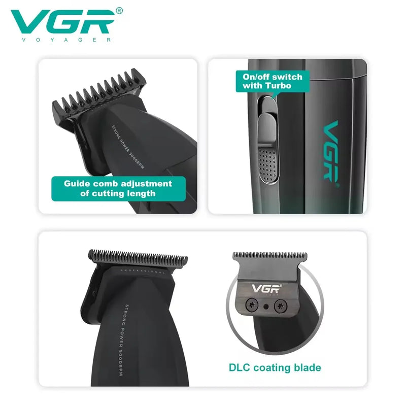 VGR Original Barber Professional Electric Hair Trimmer For Men Rechargeable Beard Hair Clipper with 9000RPM Motor Haircut V-906