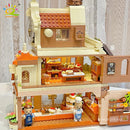 HUIQIBAO 1547PCS City Street View French Vintage Style Bread Bakery Model Building Blocks Architecture House Bricks Toys for Kid
