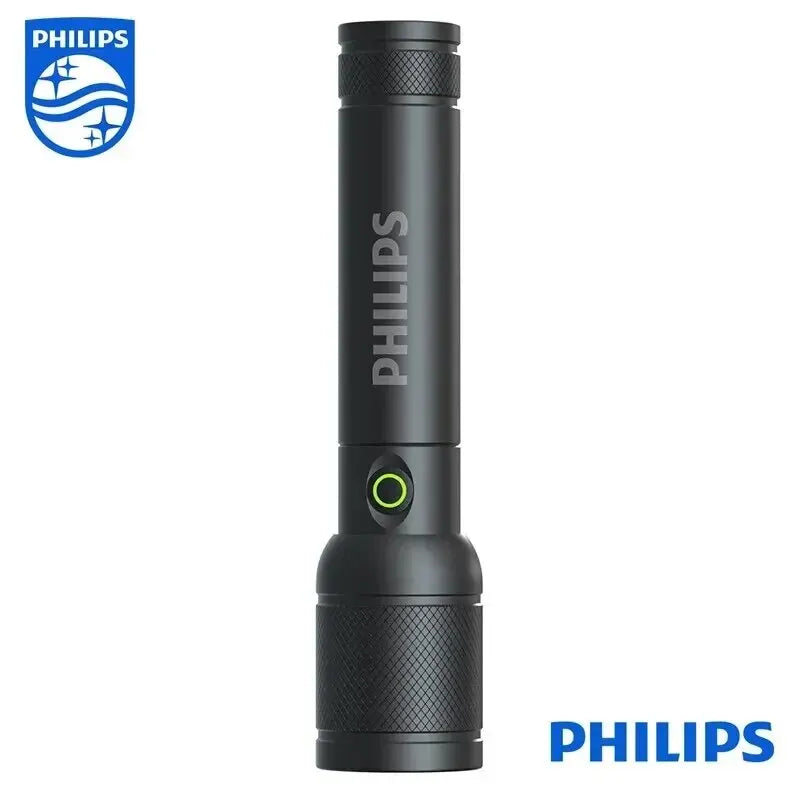 Philips 6168 Optical Zoom Flashlight Type-C Portable Flashlight With 4 Lighting Modes For Self Defense Camping Torch Light