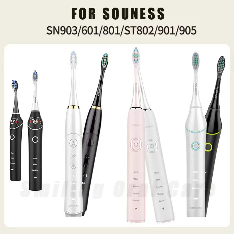 Replace SOUNESS Electric Toothbrush Head SN903/SN901/905/601/SN801/SN810/SN201/SNK01/ST802/ST903 DuPont Bristle Soft Brush Heads