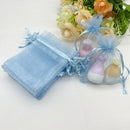 Sky Blue Gift Bag, Drawstring Organza Bag, Wedding Packaging, Jewelry Storage Bags, Mesh Sachet Pouch, 100Pcs