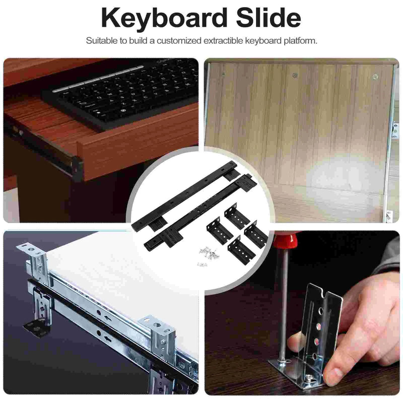 Desk Keyboard Drawer Rail Desk Tray Slide Rail Track Adjustable Steel Side Mount Suites Underdesk Computer Slide Rail