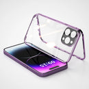 Magnetic Metal Flip Case for iPhone 15 14 13 12 11 Pro Max Metal aluminum alloy Full Tempered Glass Transparent Protector Cover