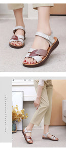 New genuine leather soft sole comfortable sandals with leaf logo Mom's shoes Women's sandals Office hiking Summer hot selling