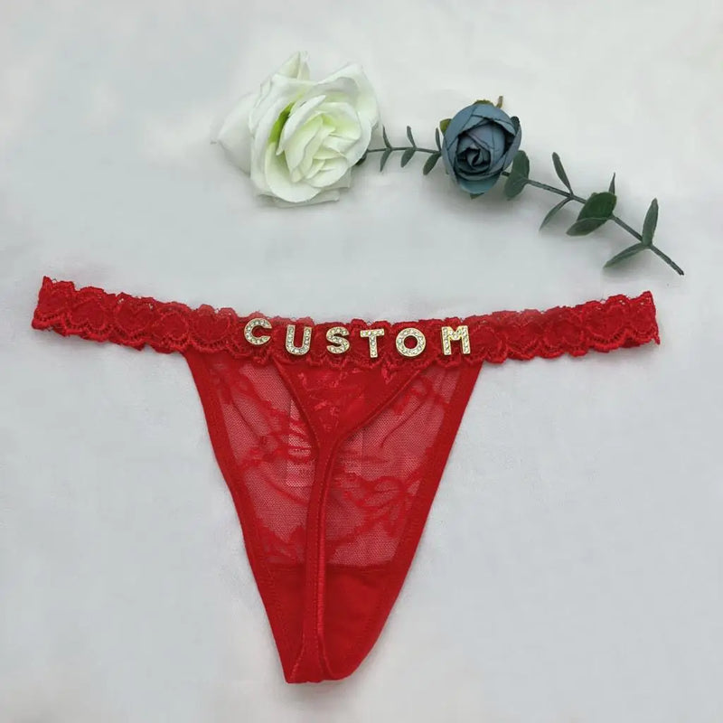 Custom Thong Panties With Name G-string Thongs Sexy Girls Name Underwear Bikini Soft Lace Tanga Christmas Gifts for Her