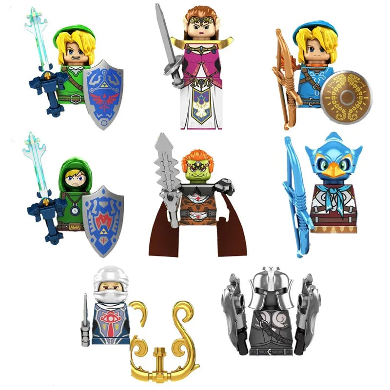 Japanese Anime The Legend of Zeldaed Princess Zeldaed Linked Mini Action Toy Figures Building Blocks Assemble Bricks Kids Toys