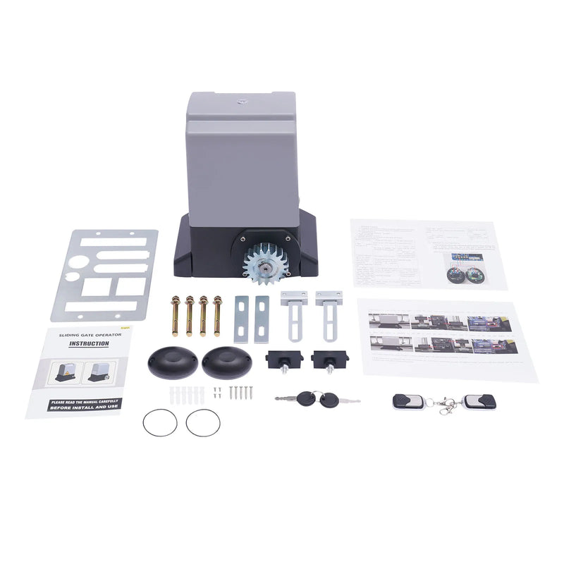 750W Sliding Electric Gate Opener Max 1600kg 1400RPM Silent Automatic Electric Motor Kit With Remote Control & Keys